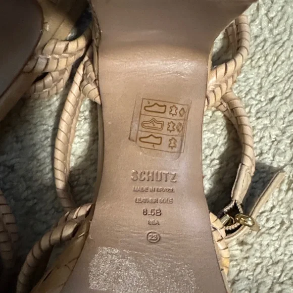 SCHUTZ Tan Braided Platform Heels - Picture 7 of 7